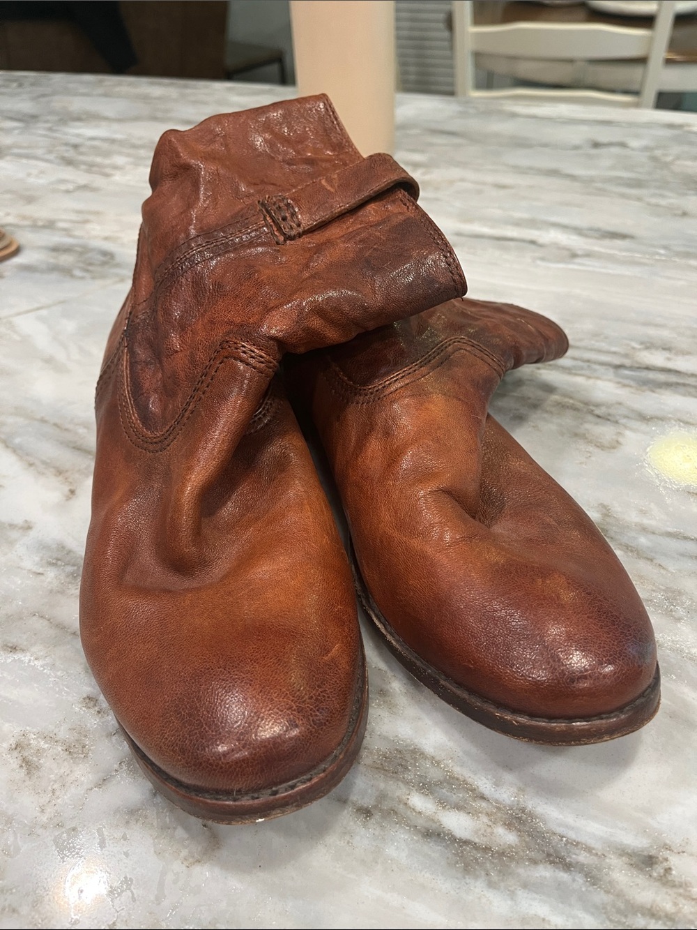 Frye Women’s Cognac Brown Leather Anna Shortie Size 9 Boots